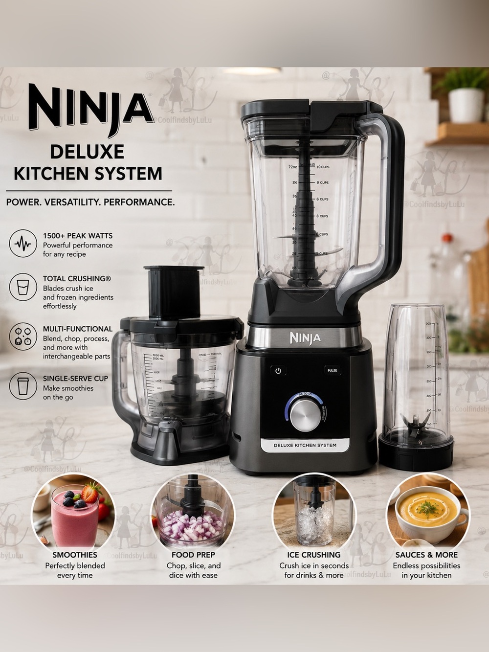 NINJA CO905KS Deluxe Blender & Kitchen System with Pitcher, Processor, Cup